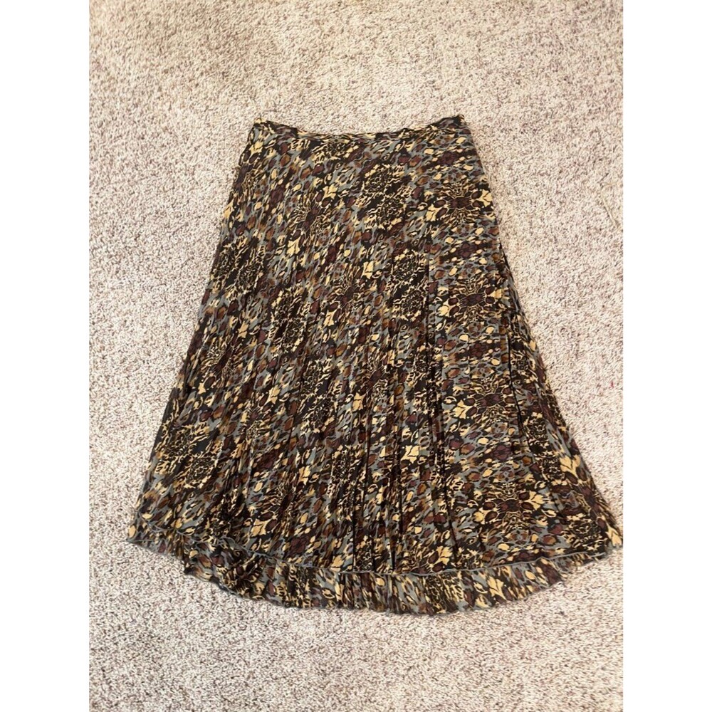 Garnet Hill Whimsigoth Pleated Midi Skirt Size 12 Boho Dark Academia Flowy